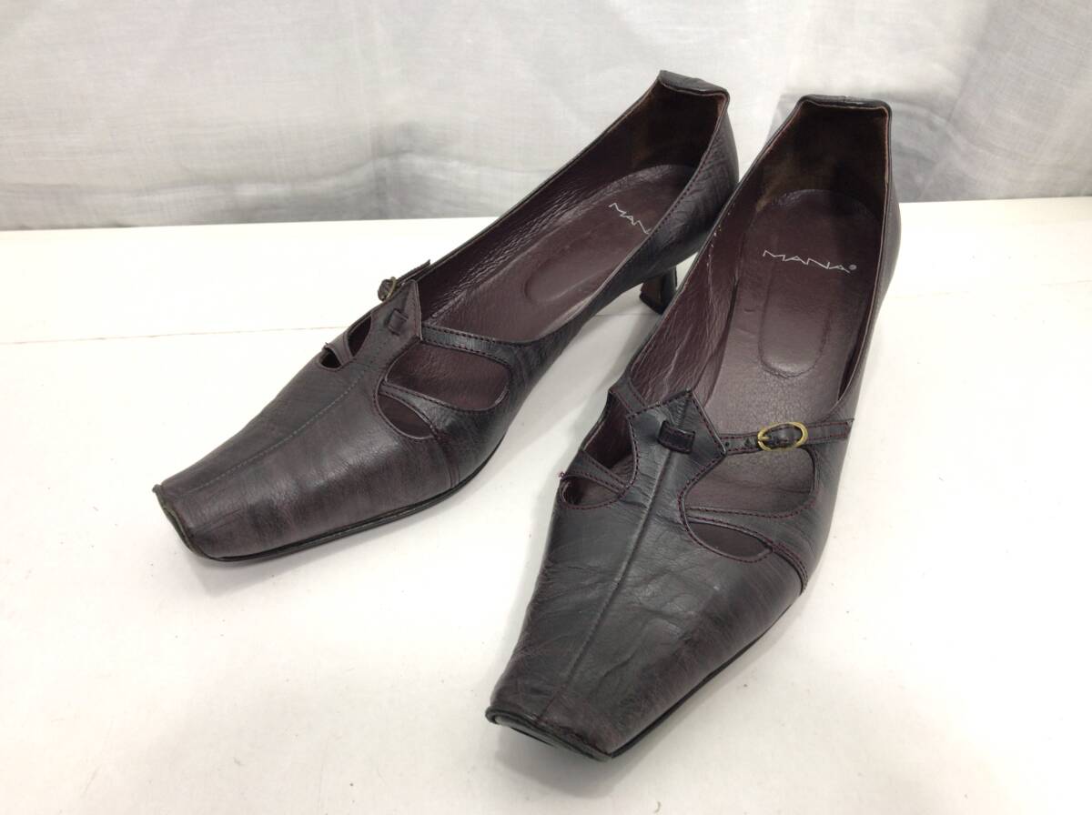 MANA マナ レザー パンプス 39 24.5cm E50拍卖