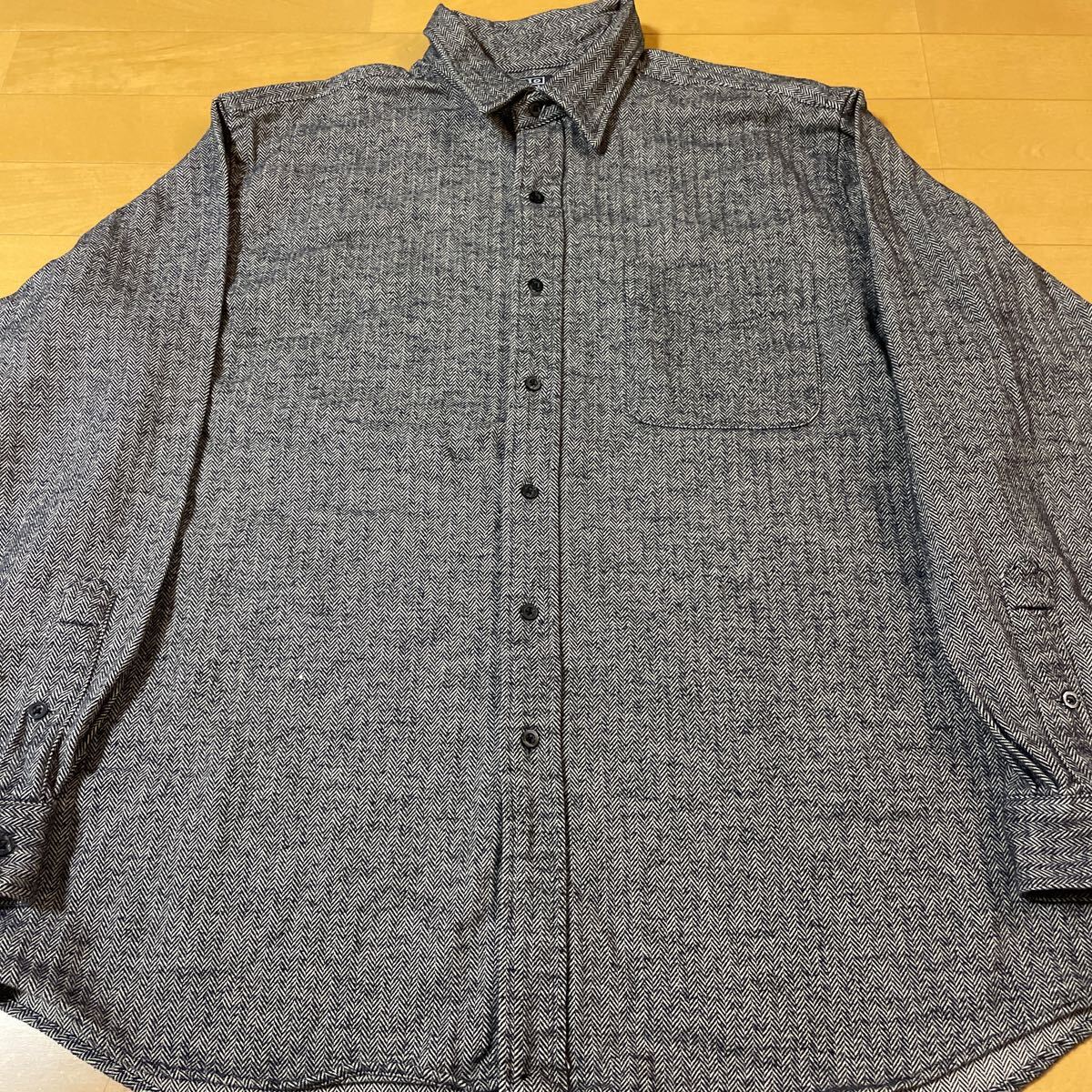 美品 ralph lauren lowell sport ネイビー ヘリンボーン 長袖シャツ ビンテージ XL ラルフローレン 開襟 caldwell marlowe ポニー無し拍卖