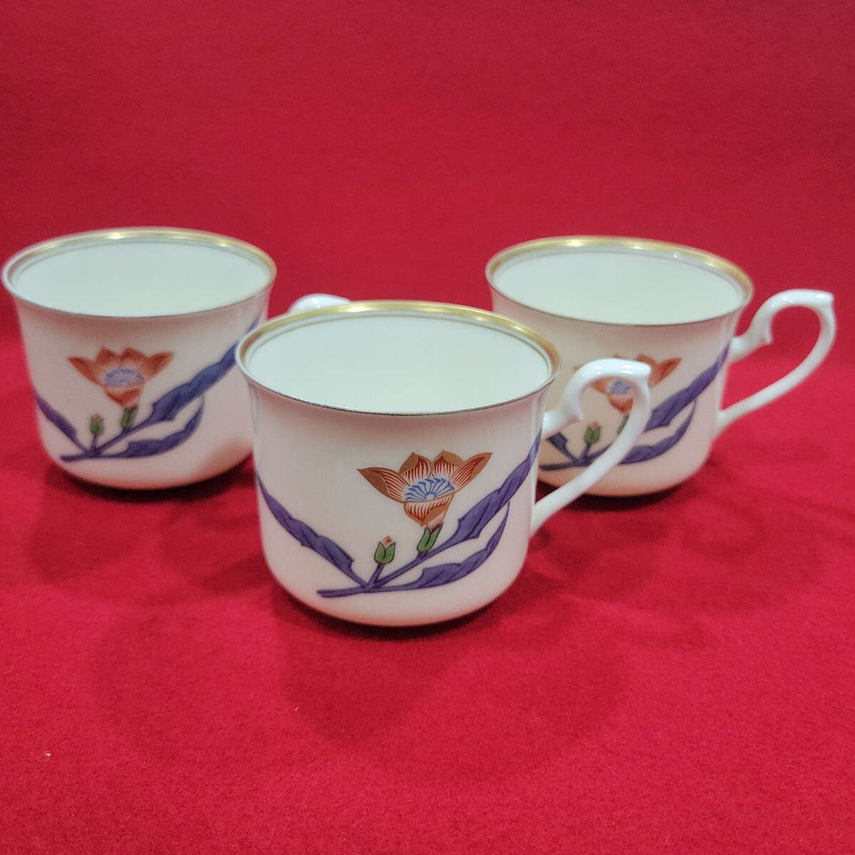 №8508 中古食器 香蘭社 金彩 カップ 3客 口径約7㎝ ソーサー無し拍卖