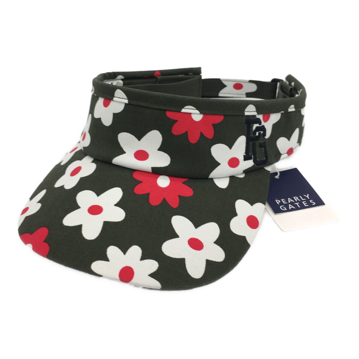 coco 未使用品【SALE】パーリーゲイツ サンバイザー フリー カーキ 花柄総柄 刺しゅうロゴ レターパックプラス発送可 112664拍卖