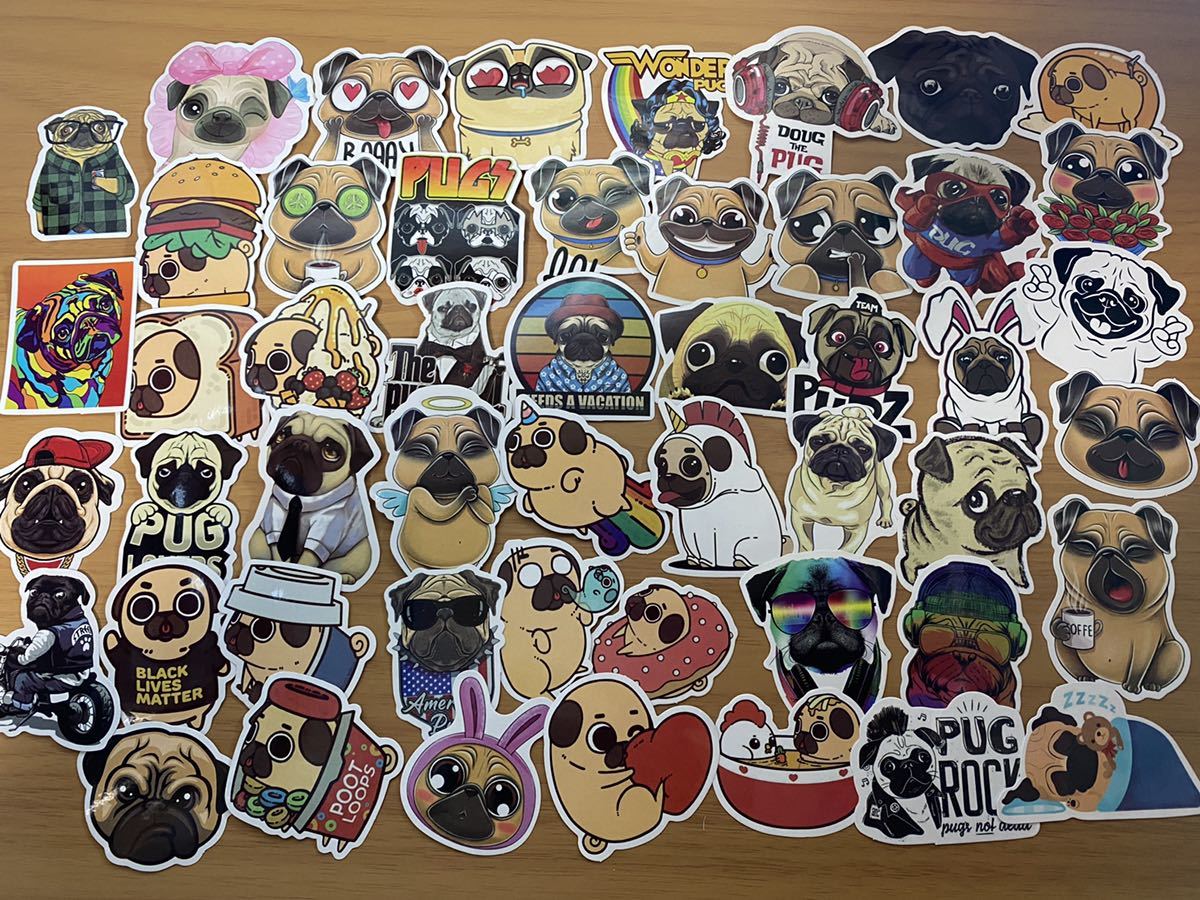 新品 まとめて 50枚 ワンちゃん ステッカー シール パグ ブルドッグ ブルドック 可愛い 犬 動物 犬 かわいい iPhone スマホ拍卖