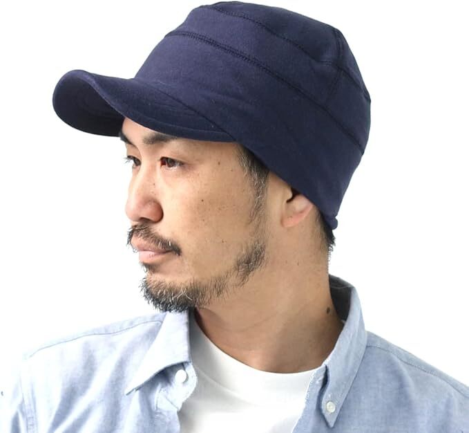 <Mサイズ(頭周り/約55-57cm)><ネイビー>帽子 大きいサイズ 深め Regnuu スウェット ワークキャップ キャンプ 山登り 登山 釣り拍卖