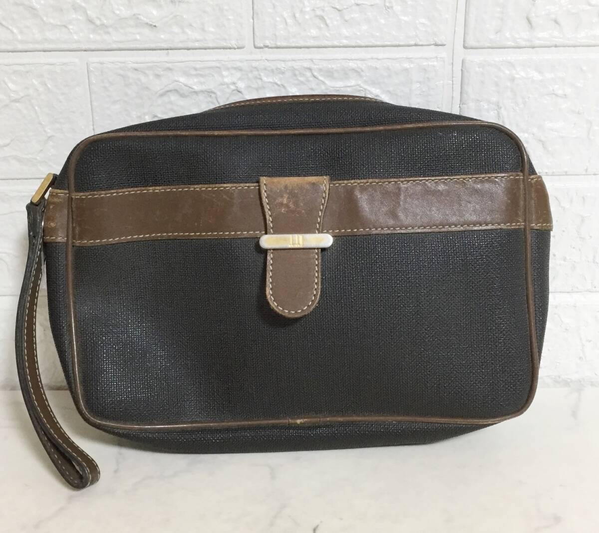 no32724 dunhill ダンヒル フランス製 レザー PVC セカンドバッグ クラッチバッグ ポーチ拍卖