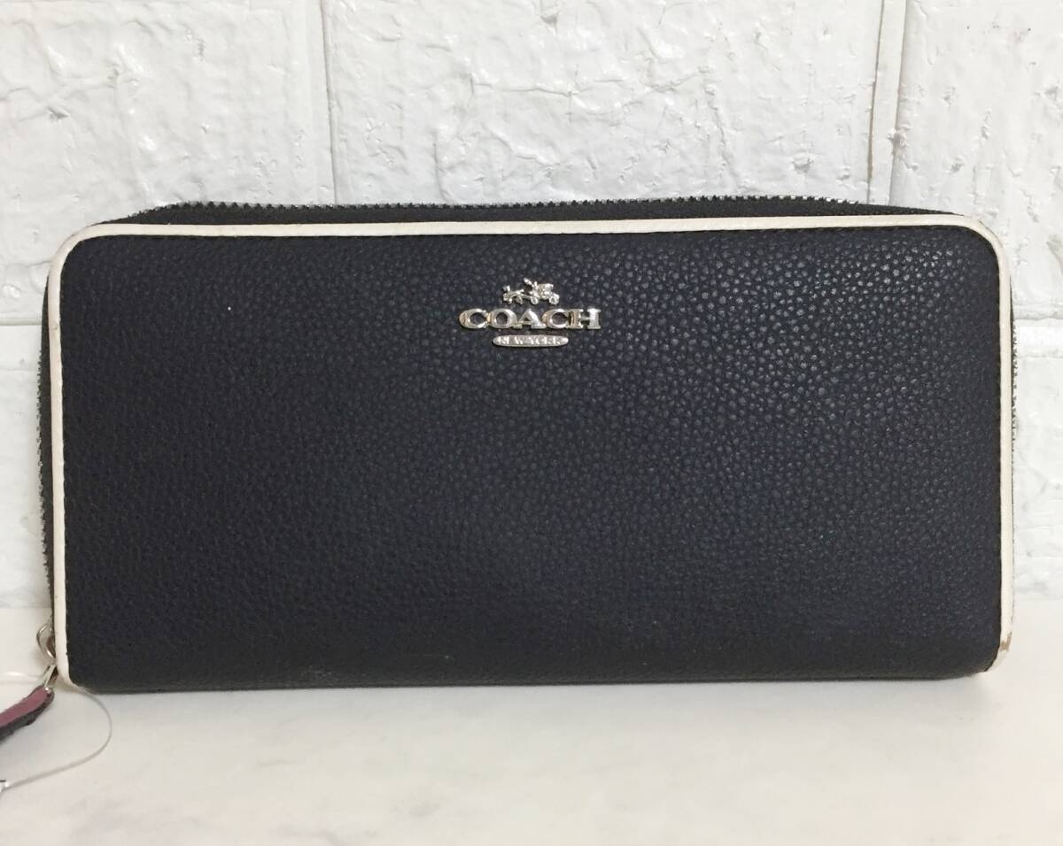no32600 COACH コーチ レザー ラウンドファスナー 長財布 ウォレット拍卖