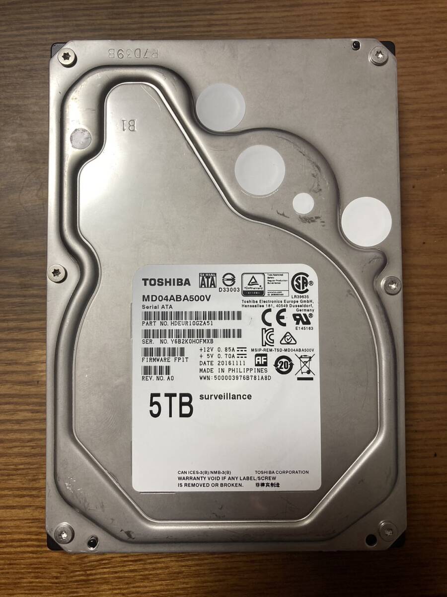 【状態◎】東芝 Toshiba MDシリーズ MD04ABA500V 3.5インチHDD 5TB(録画・監視カメラ向けビデオ対応HDD/使用時間:11600時間未満)拍卖