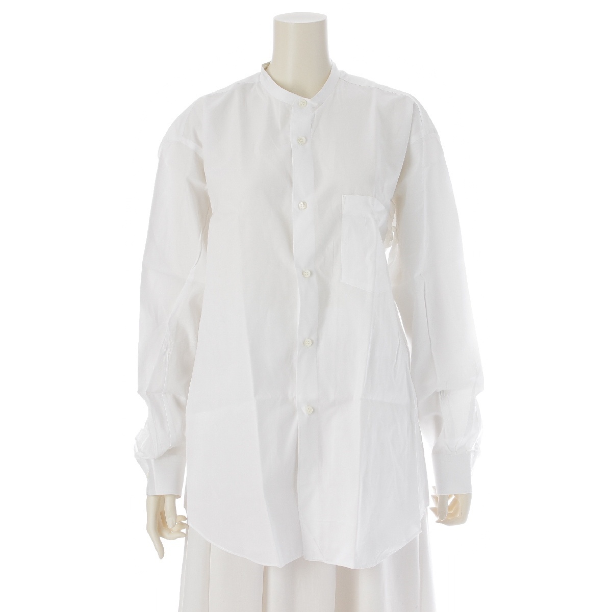 1990s COMME des GARCONS HOMME コムデギャルソンオム AD1995 コットン オーバーサイズ バンドカラー ブロード 長袖シャツ ホワイト #A2639拍卖