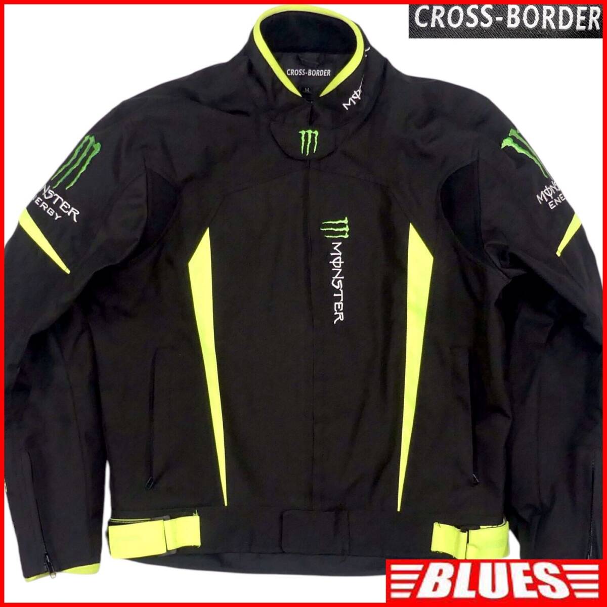 即決★CROSS BORDER★メンズ M ナイロン ライダースジャケット レーシングジャケット 黒 プロテクター ツーリング ライディング拍卖