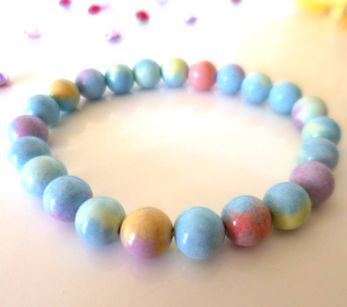 ☆開運☆富☆繁栄☆健康長寿☆魔除け・厄除け☆マカロンアラシャン☆アラシャンアゲート(阿拉善瑪瑙)☆ ☆8mm☆ ☆15.5cm☆拍卖