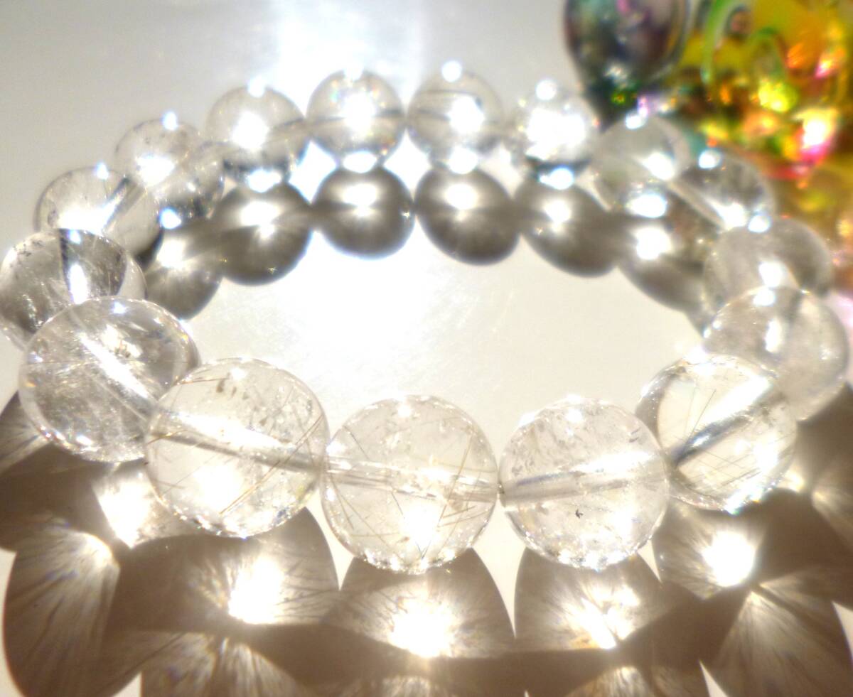 ☆1点もの☆金運☆開運☆成功運☆金運保持安定☆サポートストーン☆銀針水晶☆シルバー・ルチルクォーツ☆大珠13mm16.5cm45g拍卖