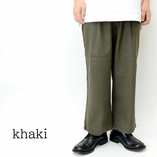 ワイドパンツ ヘビーツイルワンタック ワイドパンツ1148vr メンズパンツ ロングパンツ ワイドパンツ 新品 カーキ L拍卖