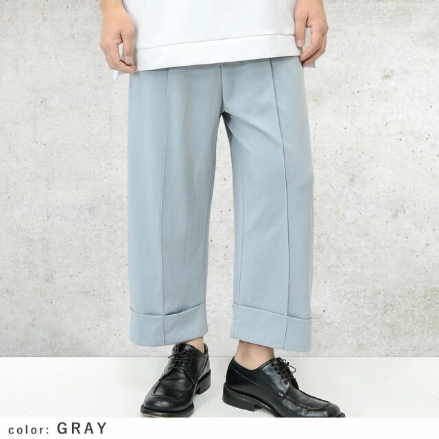 ストレッチ ワイドパンツ 2038vr ゆったりトレンドパンツの登場 メンズ パンツ 新品 グレー L拍卖