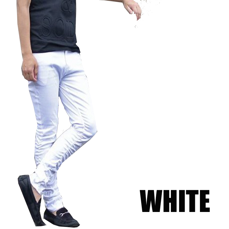 ストレッチ素材 ツイル シャリーング スリムスキニーパンツ メンズ jb-92286 新品ホワイト L拍卖