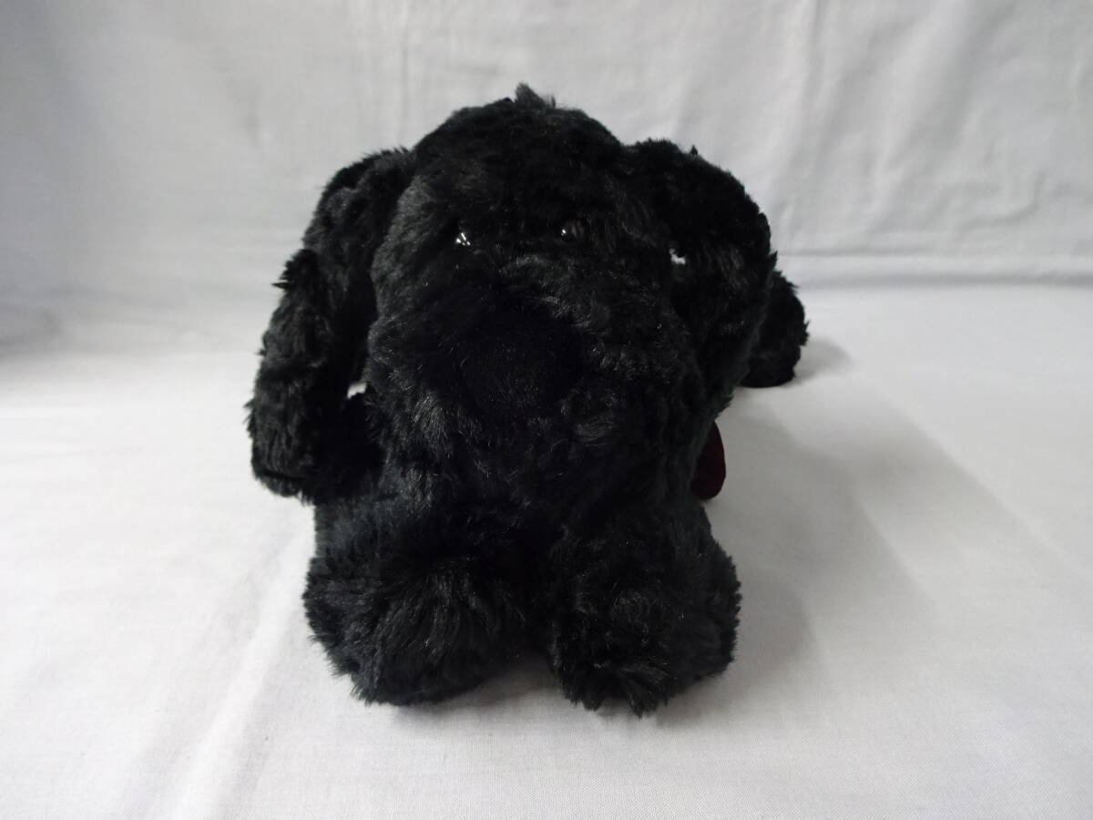 CHOSUN INTERNATIONAL 犬 イヌ ぬいぐるみ 黒 くたくた 赤リボン 全長約32㎝拍卖