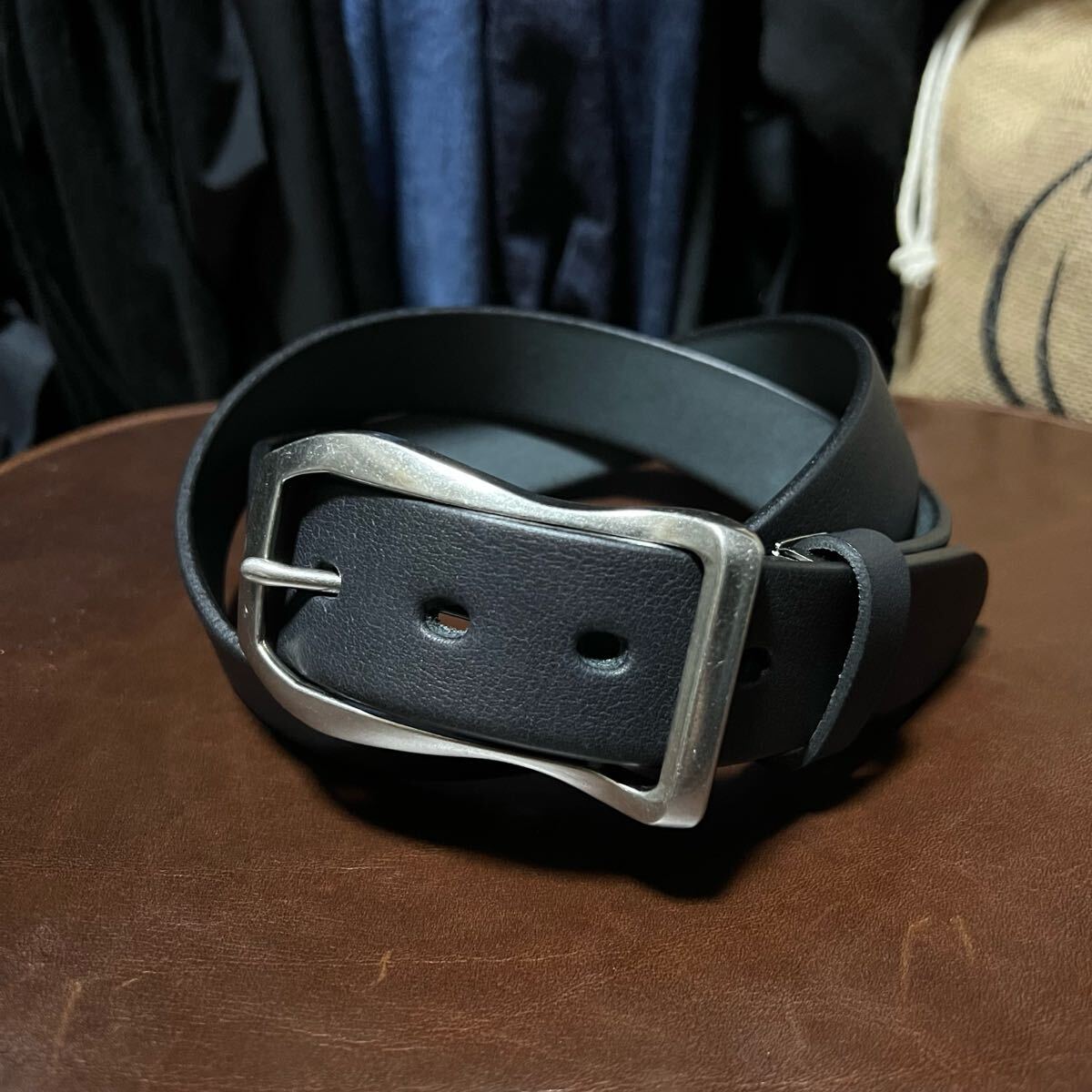 ★お値下げ不可★栃木レザー ギャリソンバックル レザーベルト 本革 35mm ブラック 黒 クロ ソフトレザー レザー 牛革拍卖