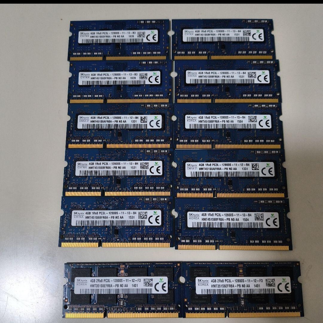 4GB DDR3 1600MHz メモリー 12枚セット拍卖