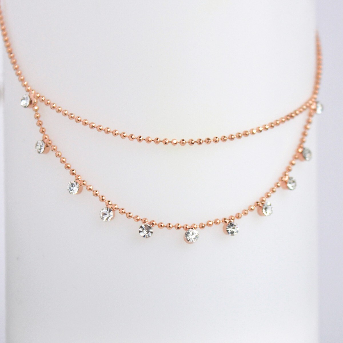 キラキラ 2連アンクレット・ ピンクゴールド色拍卖