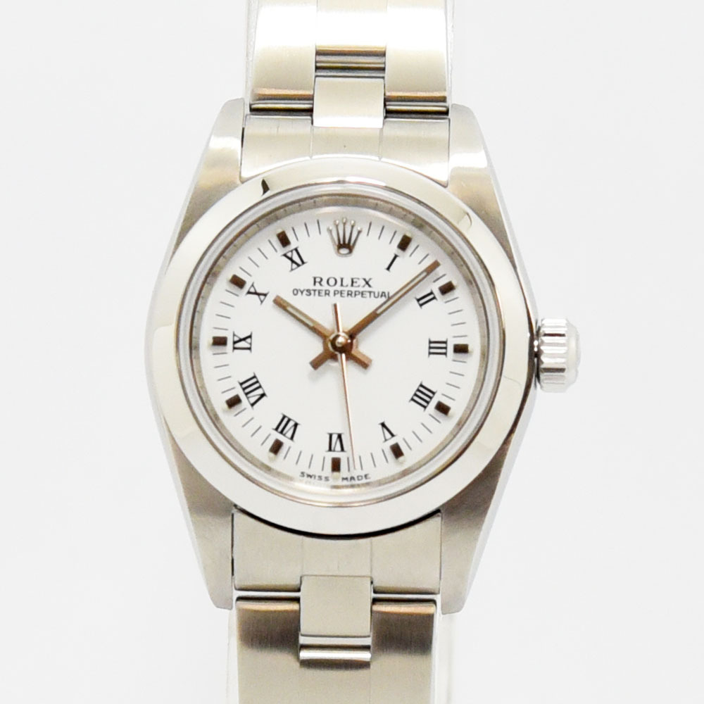 ロレックス 中古 レディース ROLEX オイスターパーペチュアル 76080 Y番 自動巻 SS ステンレススチール ホワイト 軽仕上げ拍卖