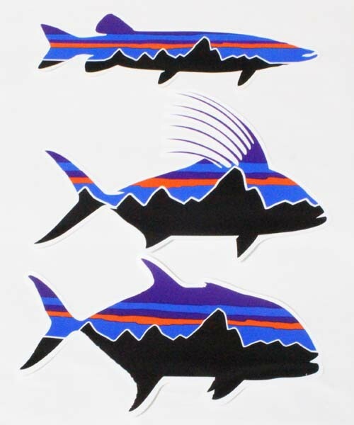 訳有 パタゴニア ステッカー 3種セット PATAGONIA STICKERS SET フィッツロイ GT トレバリー 魚 釣 ルースターフィッシュ マスキー シール拍卖