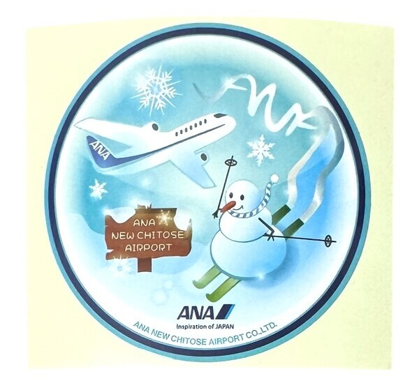 全日空 × 新千歳空港 コラボ ステッカー ANA NEW CHITOSE AIRPORT STICKER 氷 雪だるま スキー 飛行機 旅客機 航空機 シール コレクション拍卖