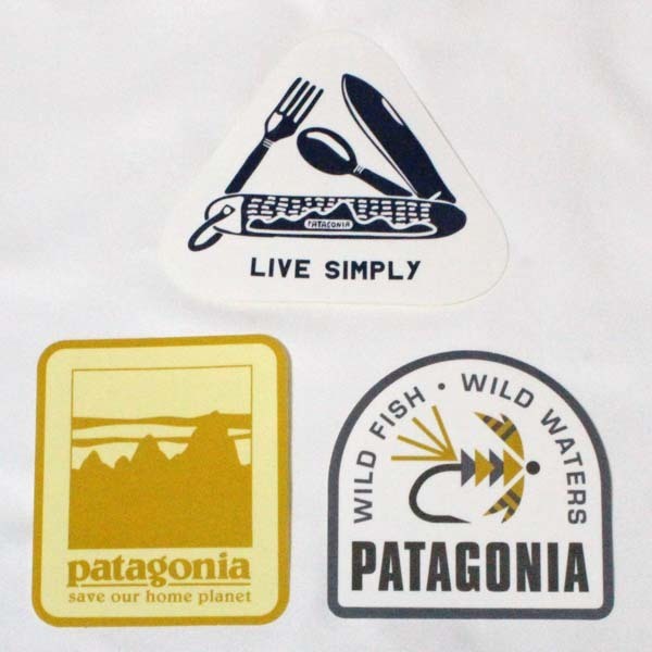 訳あり パタゴニア ステッカー 光沢 3種セット PATAGONIA ポケットナイフ ソフトハックル アルパインアイコン 毛針 シール SET ネコポス拍卖