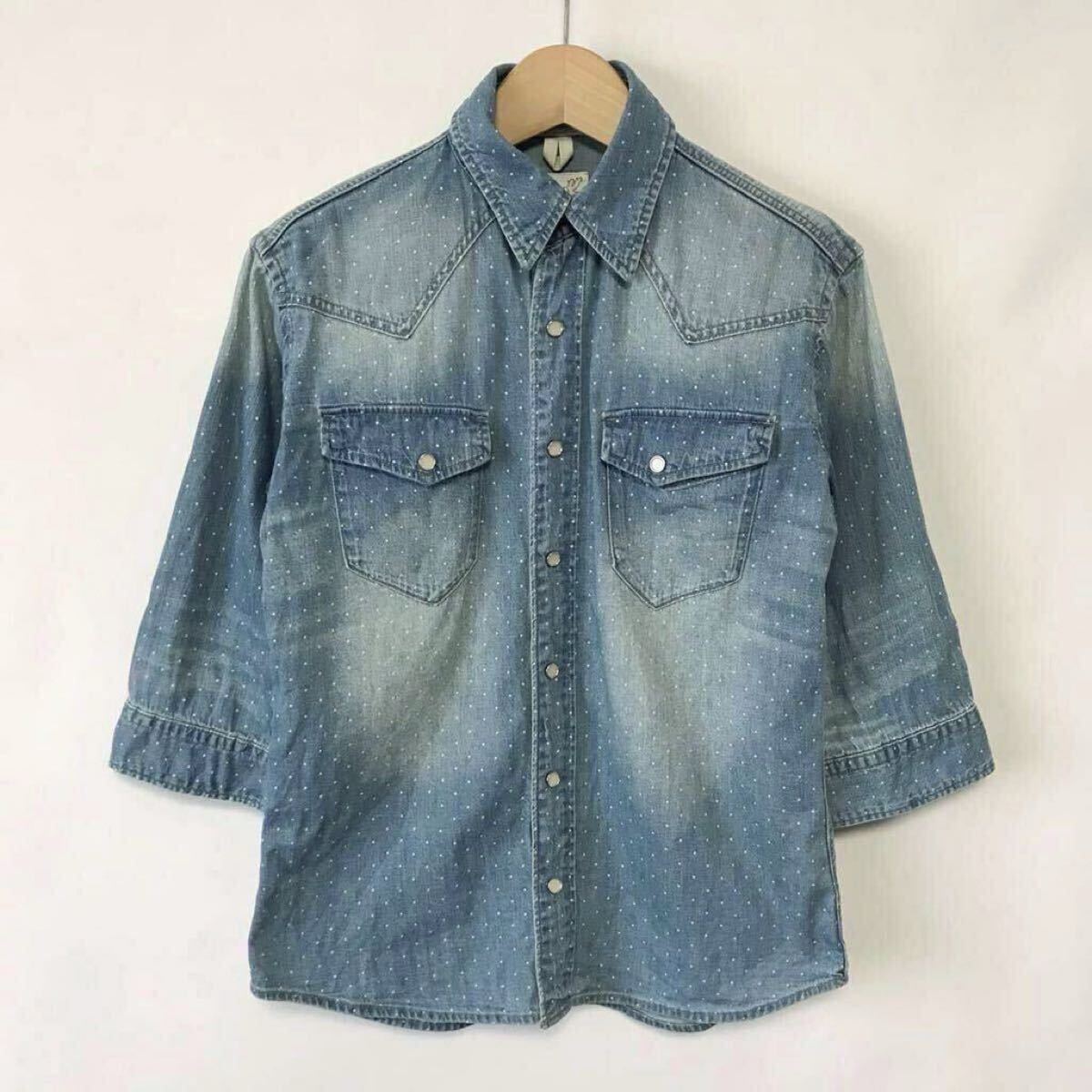 BACK NUMBER バックナンバー☆デニム七分袖シャツ/サイズS拍卖