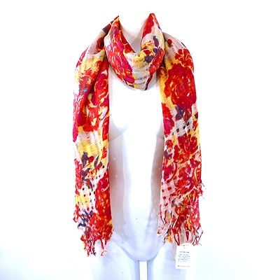 Rouge vif◆赤色系◆花柄ストールマフラー拍卖