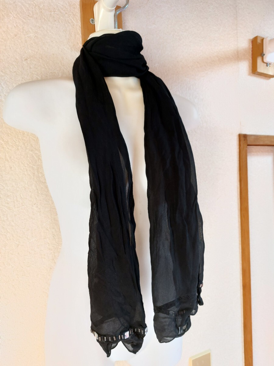 NATURAL BEAUTY◆ナチュラルビューティ◆黒色スカーフ・ストール・ショール拍卖