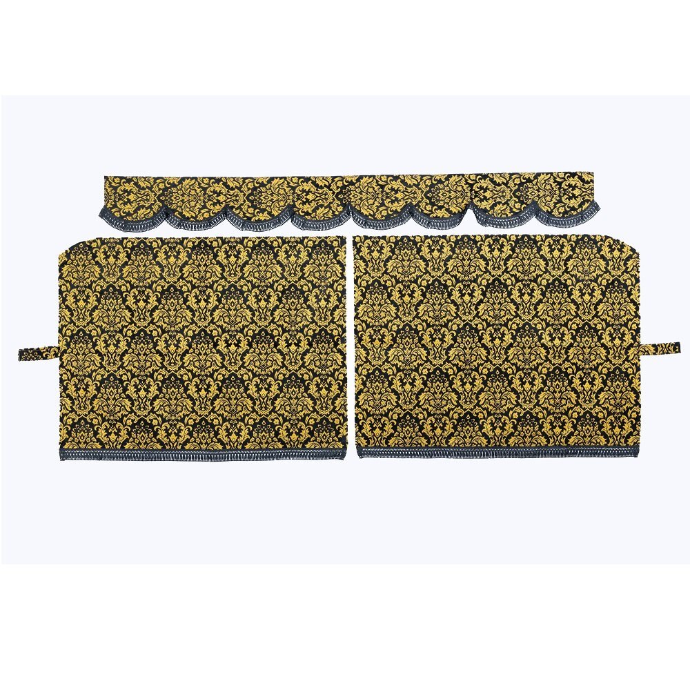 金華山 ベルサイユ 三点式センターカーテン XXL 1300mmx1600mm ブラック/カスタム ドレスアップ 内装 【送料800円】拍卖