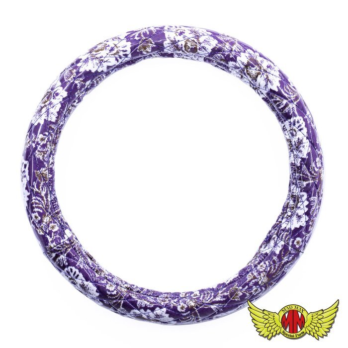 新格子 シングルキルトハンドルカバー パープル ML(39~40cm)/ふそう キャンター/ステアリング【送料800円】拍卖