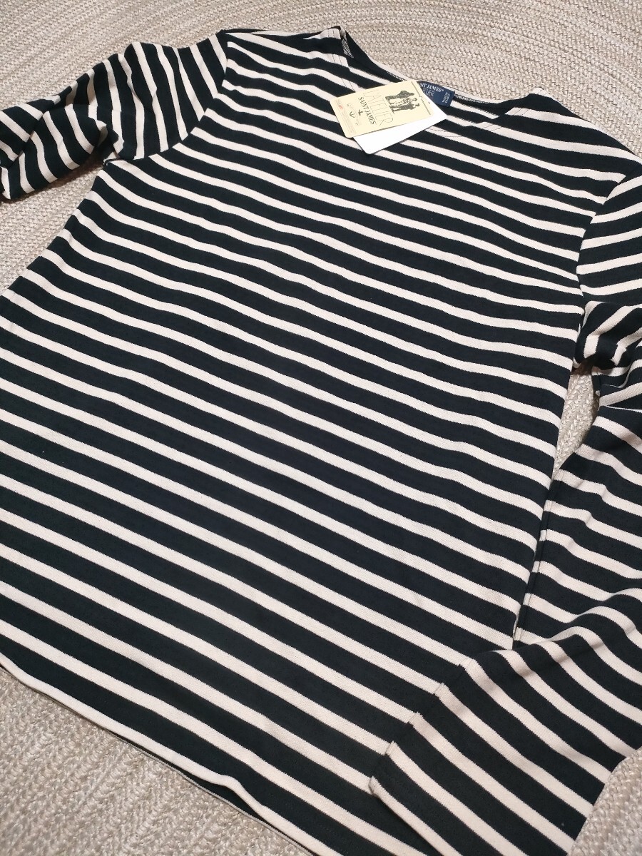 新品 未使用 セントジェームス メリディアン XL 黒×生成り フランス製 厚手コットン SAINT JAMES MERIDIAN ボーダー バスクシャツ 長袖拍卖