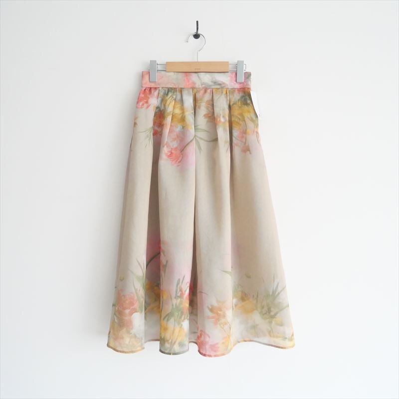 2024SS・人気完売品 / ANAYI アナイ / ぼかしフラワープリントギャザー スカート 34 / 10242711030 / 2503-0143拍卖