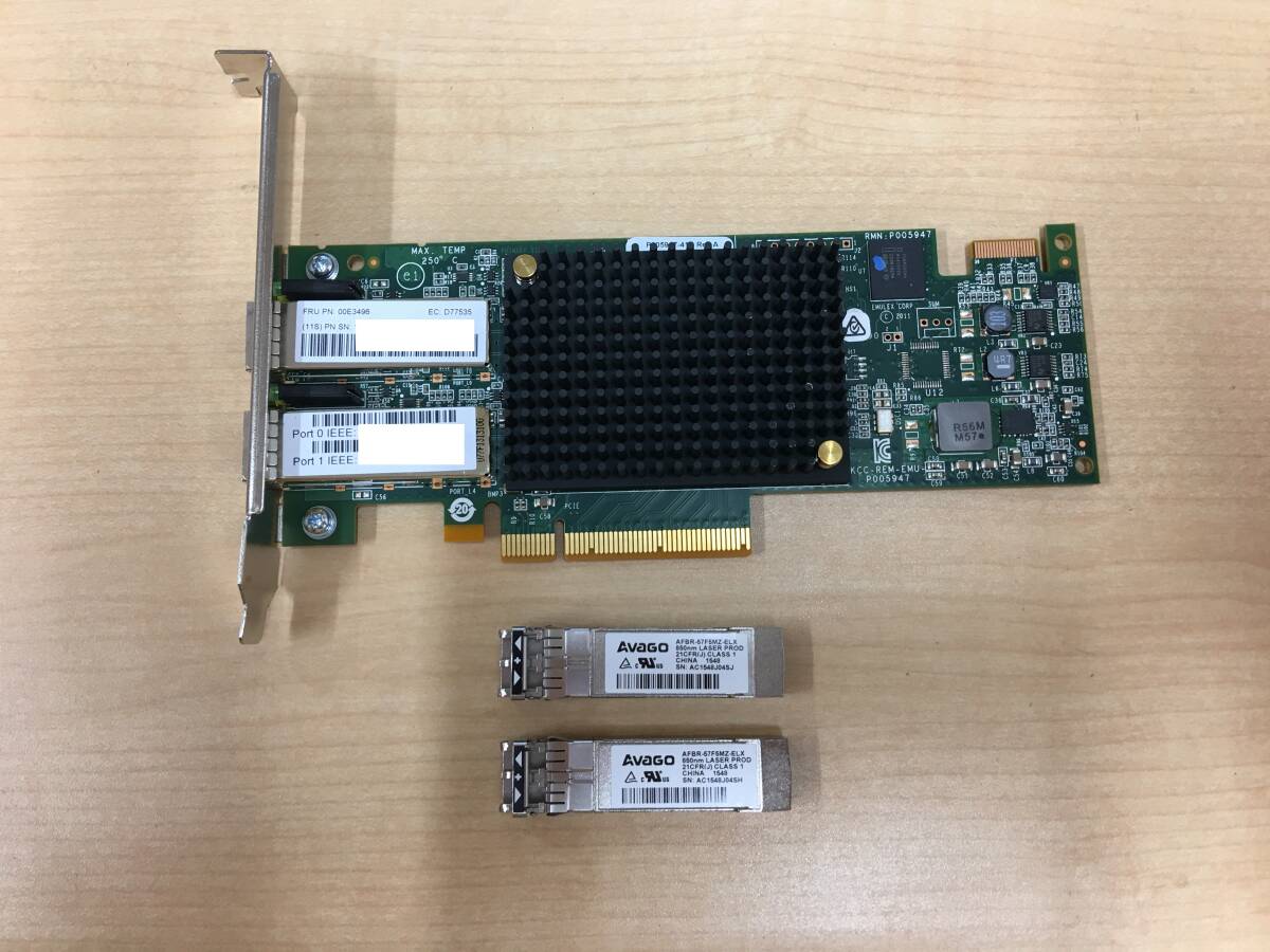 A22159)IBM 00E3496 P005947-41C Dual Port 16Gbps FIBRE CHANNEL アダプター 中古動作品*トランシーバ 付き拍卖