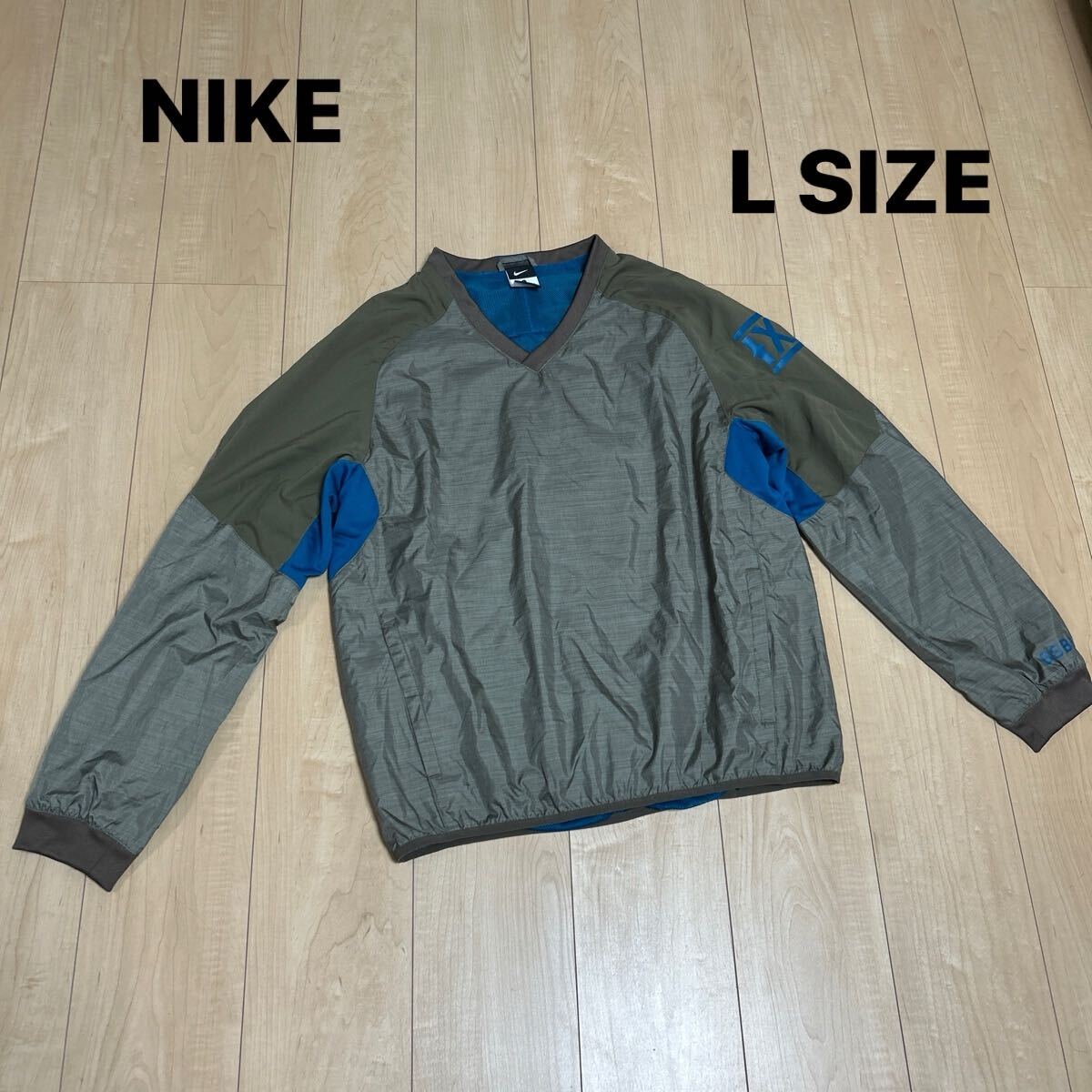 美品 NIKE ナイキ BSBL プルオーバー ウインドブレーカー ピステ メンズ Lサイズ  長袖 ジャケット カーキ色 サッカー拍卖