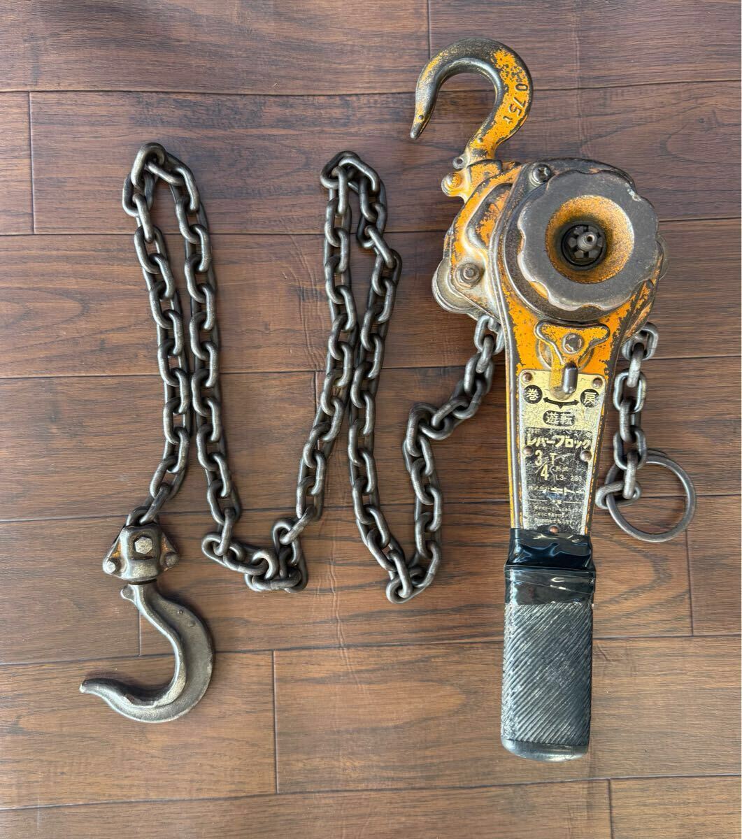 中古品 動作確認済み KITO キトー 手動レバーブロック 3/4 0.75トン チェーンブロック ガッチャ 鈑金 荷締め P25031702拍卖