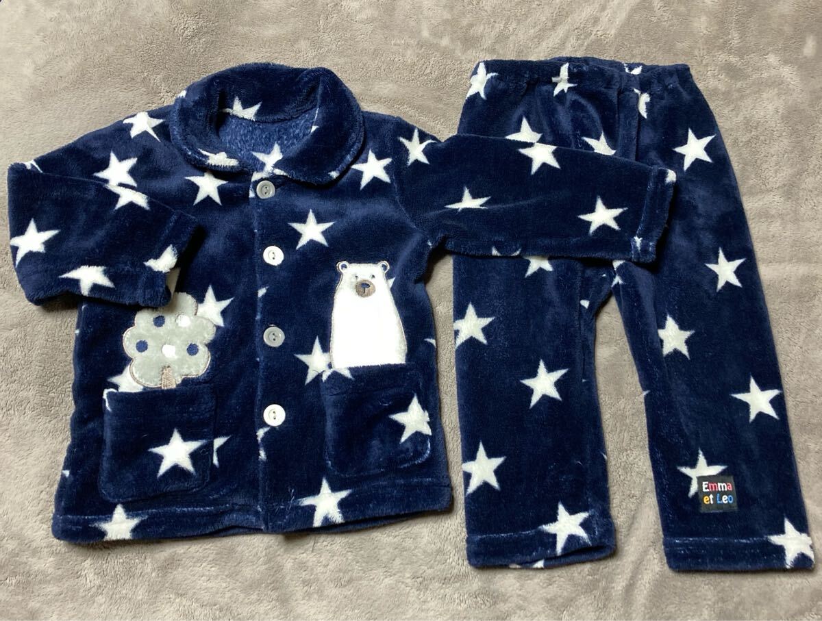 もこもこパジャマ 上下セット ベビー90 冬 キッズ しろくまセットアップ拍卖