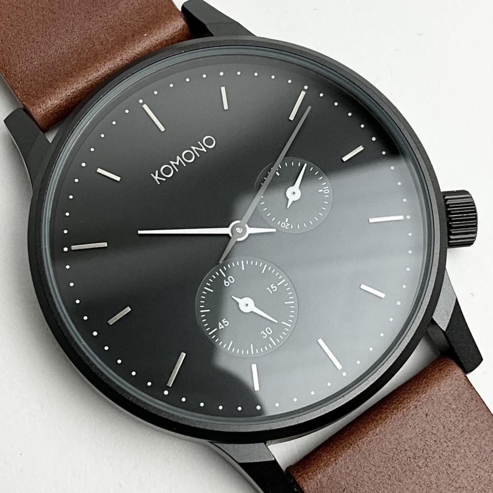 KOMONO コモノ 腕時計 KOMONO x WHO's WHO ブラック ブラウン アナログ カレンダー 美品 外箱なし拍卖