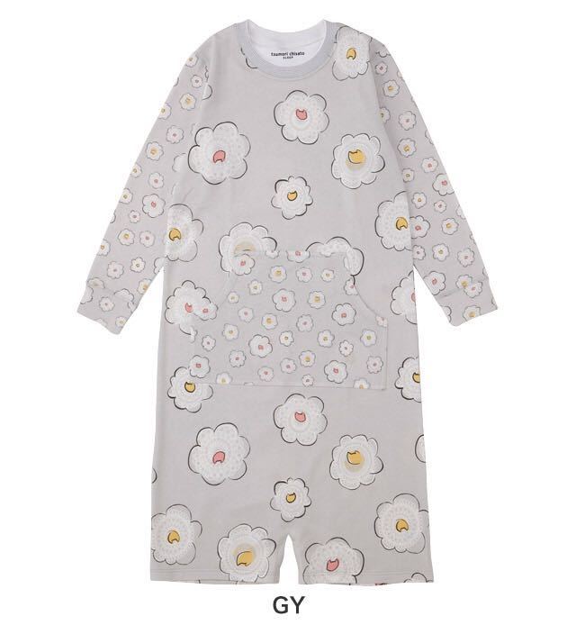 wacoalワコール ツモリチサト 裏毛ptレース花大+小花/ロンパース型ワンピース パジャマ M GY拍卖