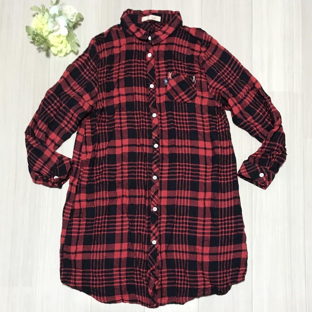 レディース 長袖 チェック柄シャツ サイズLL バスト93〜101cm 身長154〜162cm b0071拍卖