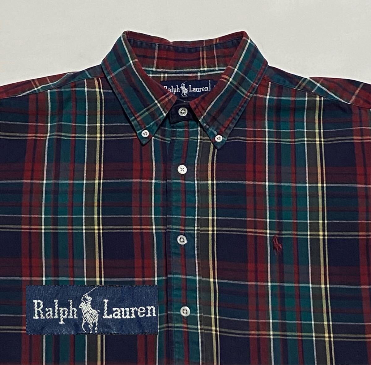 90's Ralph Lauren ラルフローレン チェック 肉厚ヘビーコットンシャツ XLサイズ ビンテージ古着 90年代 polo アメカジ vintage拍卖