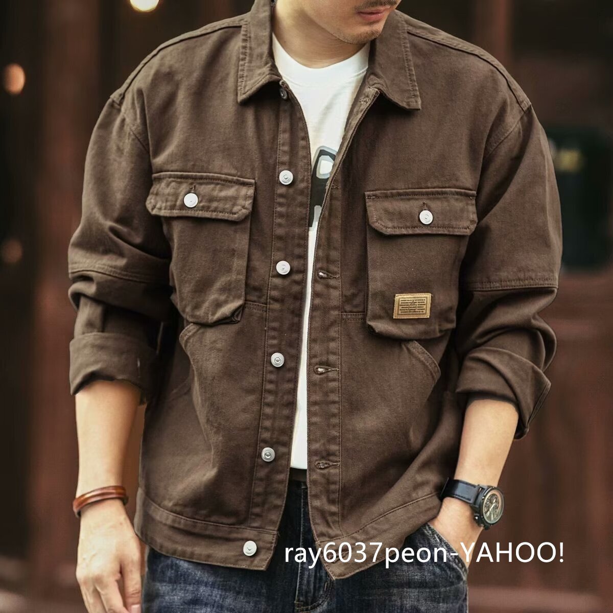 アメリカン ヴィンテージ ヘビーウェイト デニムジャケット メンズ タイド ハイエンド ルーズ ワークウェア ジャケット拍卖