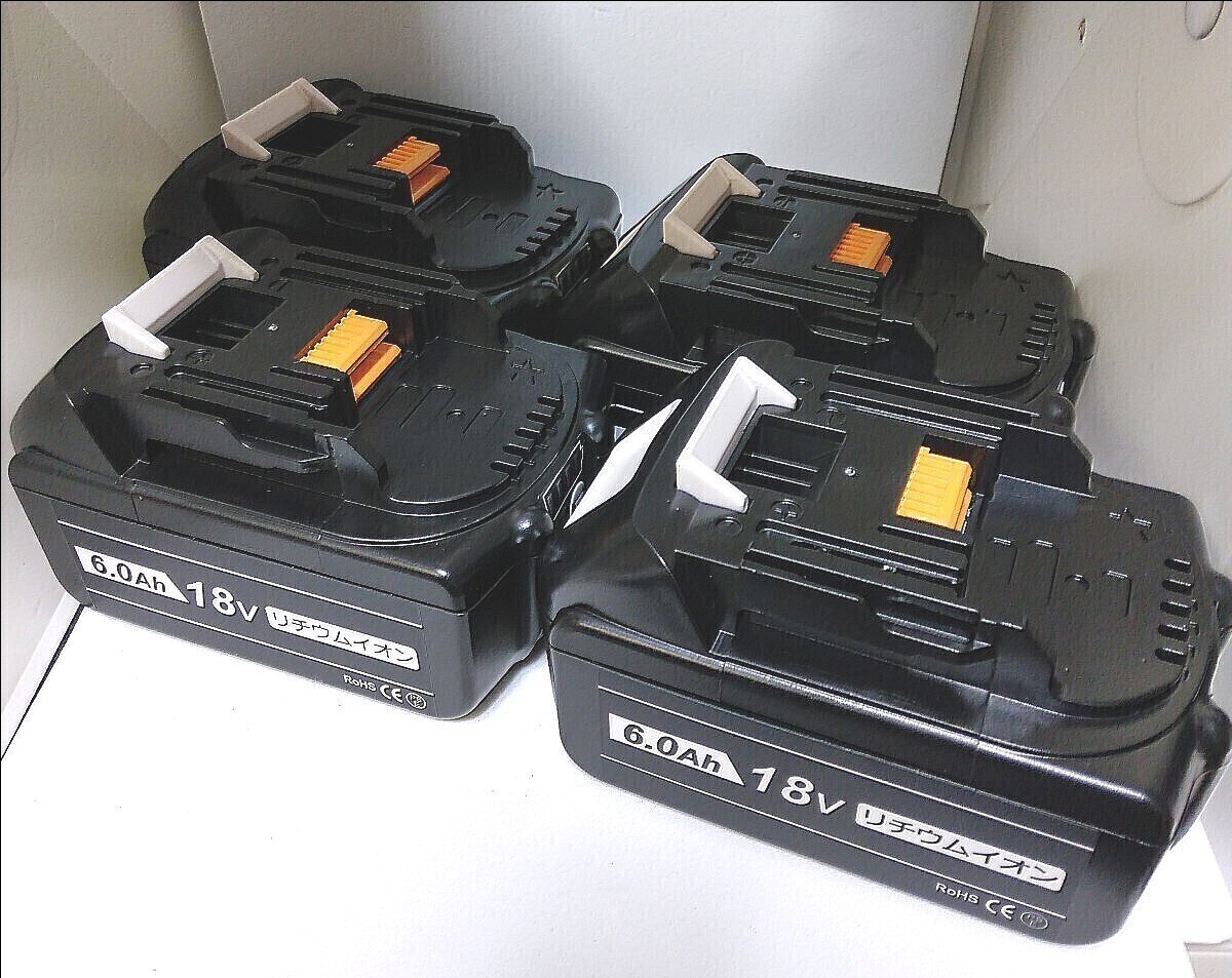 社外品 4個セットマキタバッテリー6.0Ah 18V BL1860B 大容量 残量表示 互換バッテリーBL1830BL1840BL1850BL1860B 新品未使用拍卖