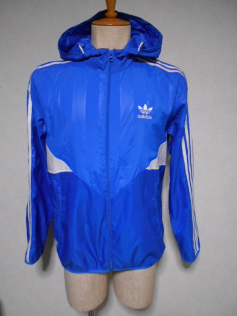 ADIDAS THE BRAND WITH 3STRAPES アディダス トラック パーカ ナイロンジャケットL ブルゾンジャンバー 青白 L AGC018拍卖