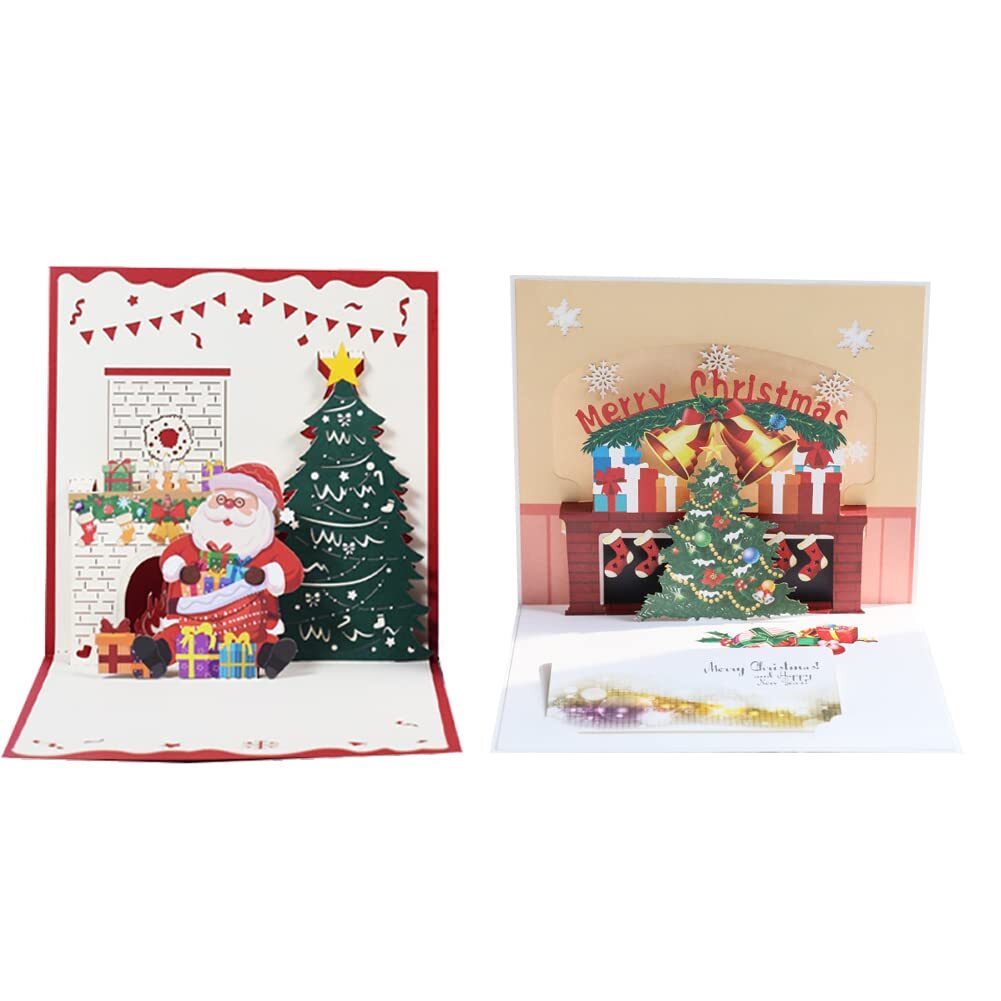 クリスマス tricolor グリーティングカード 2点セット クリスマスカード メッセージカード ポップアップカード 3D おし拍卖