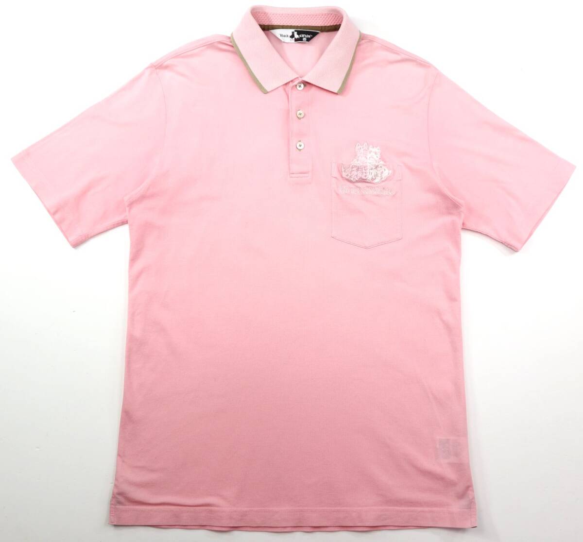 BLACK&WHITE ブラック&ホワイト 半袖ドライポロシャツ/ピンク/Mサイズ拍卖