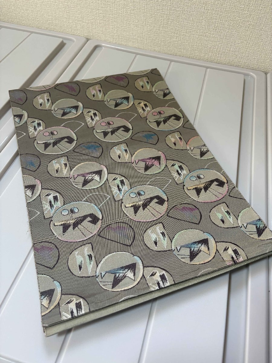 名古屋帯 グレー系 灰色 草花文 幅約30cm 着物帯 正絹 TCS着物 W34拍卖