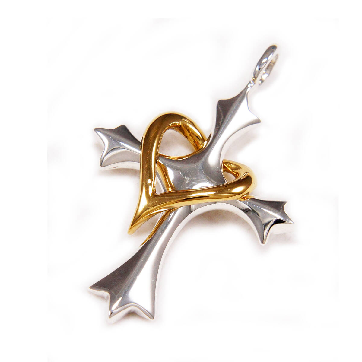 クロスハート 真鍮 925シルバー ペンダント 925刻印あり GS-078拍卖