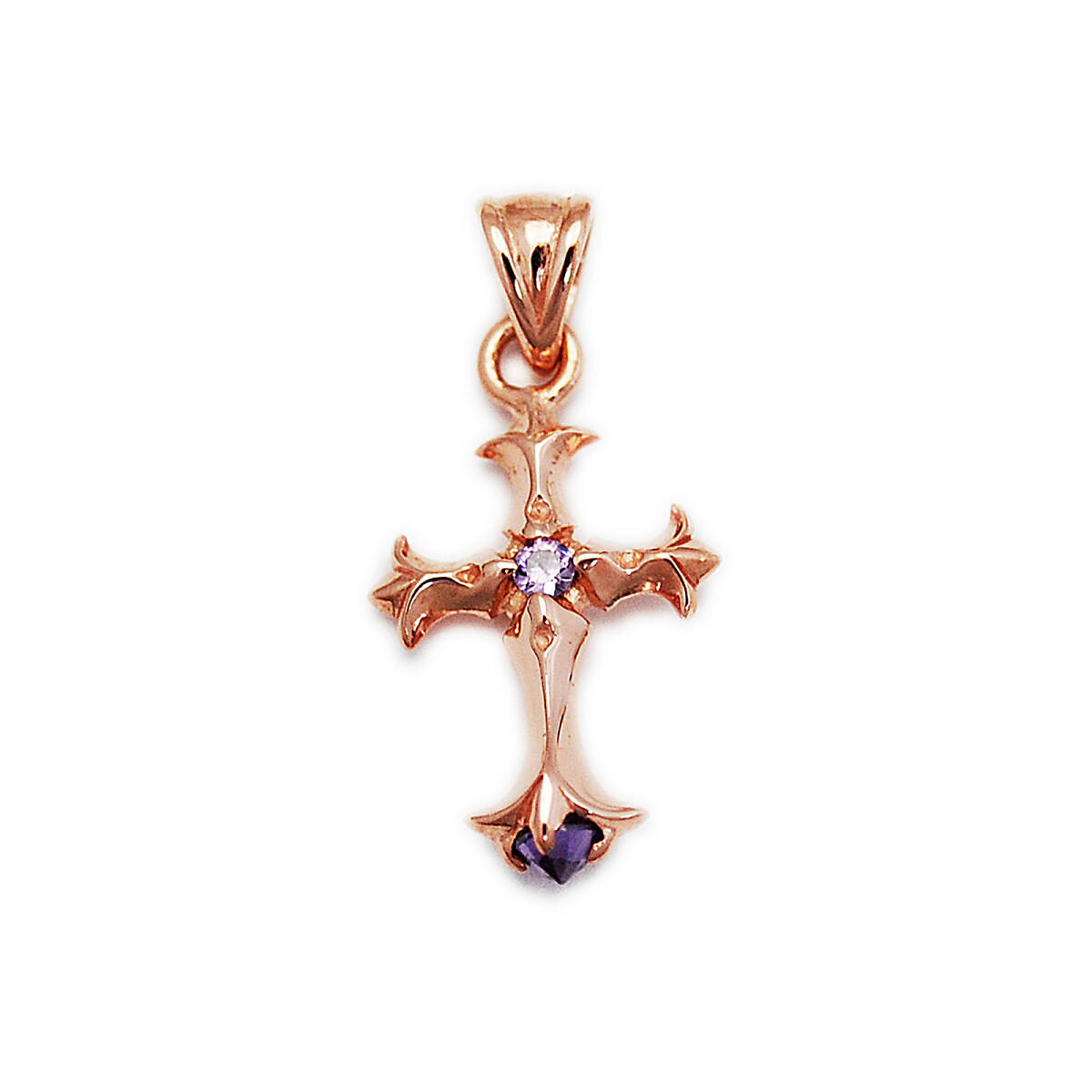 クロスアメジストピンクゴールドメッキ925シルバー ペンダント JS-008拍卖
