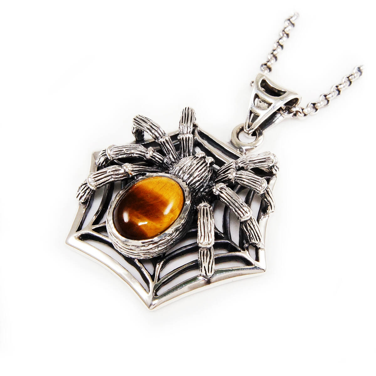 タランチュラスパイダータイガーアイ925シルバー ペンダント 925刻印あり SA-061拍卖