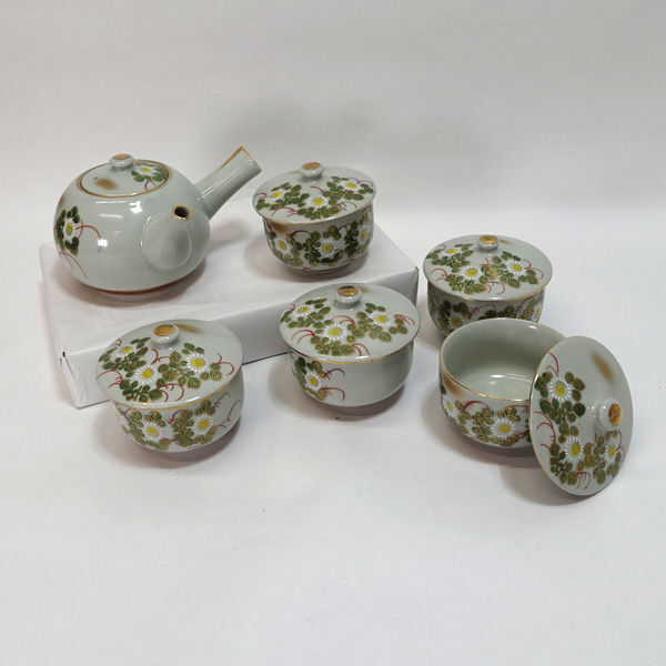 ★ 九谷焼 九谷眞栄 和食器 九谷焼 小菊花紋 蓋付茶器揃(急須 湯呑5) (0220517897)拍卖
