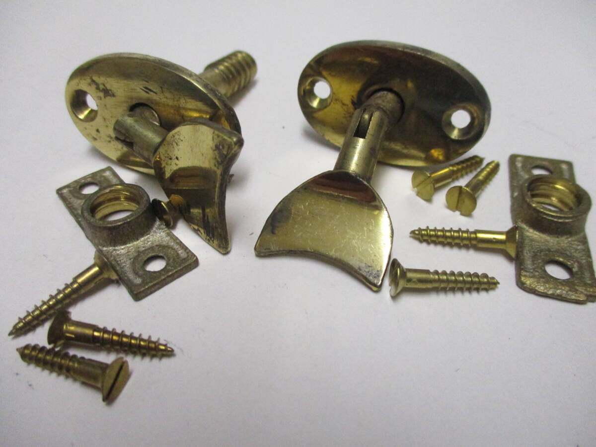 中折締 ねじ締まり 材質 真鍮 色 真鍮色(極太) 36ミリ用 木ねじ付き 2ケで¥800拍卖